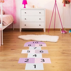 Covor adeziv din vinilin pentru copii Ambiance Hopscotch Girly