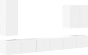 vidaXL Set Dulap pentru Televizor Montat pe Perete Pe perete 6 pcs Alb