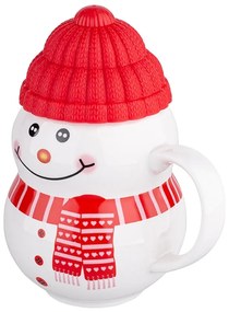 Cană de Crăciun cu capac din silicon Altom  Snowman, 350 ml