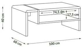 Măsuță de cafea FRED antracit/stejar artizan