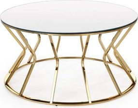 Masuta cafea AFINA, oglinda/auriu, sticla/otel, 90x90x46 cm