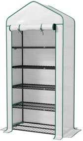 Outsunny Seră de grădină Seră 5 nivele cu o ușă rulantă, Foliu din PE Rezistent întărit dim. 90L x 49l x 193H cm | Aosom Romania