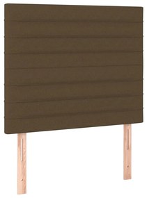 Pat box spring cu saltea, maro inchis, 90x200 cm, textil Maro inchis, 90 x 200 cm, Benzi orizontale