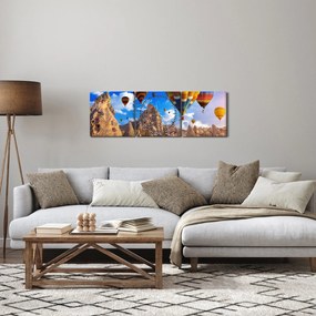 Tablou - Baloane cu aer cald, Cappadocia, Turcia. (cu ceas) (90x30 cm)