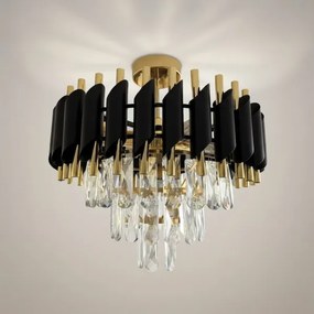 Plafonieră aplicată CRISTAL 5xE14/10W/230V, Ø 38 cm, negru/auriu