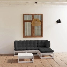 vidaXL Set mobilier de grădină cu perne, 5 piese, lemn masiv de pin