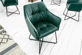Set de 2 scaune elegante cu cotiere confortabile Loft, verde