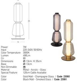 Veioza, Lampa de masa design modern LED DECO auriu/ sampanie