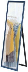 HOMCOM Oglindă de Corp Intreg 150x50 cm cu Cadru din Catifea și Suport pentru Salon Dormitor Albastru | Aosom Romania