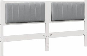 vidaXL Tăblie tapițată cu headboard Alb 150 cm Lemn de pin masiv