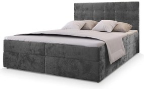 Pat tapițat boxspring GLORIEN VELVET 160x200 cm gri Saltele: Saltea cu arcuri Bonell