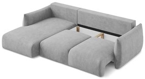 Colțar gri deschis extensibil cu tapițerie din chenille (cu colț pe partea stângă/cu șezlong) Leila – Makamii