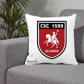 Perna Personalizata CSC 1599 Selimbar Fotbal, 40x40 cm, Alba Mata, Husa Detasabila, Perna Inclusa, BEKZ®