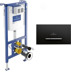 Rezervor WC cu cadru incastrat Villeroy&Boch ViConnect cu cadru 112 cm si clapeta ViConnect 300S negru