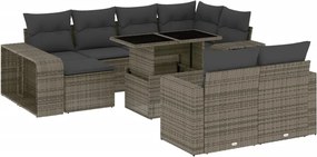 vidaXL Set canapele de grădină cu perne, 11 piese, gri, poliratan