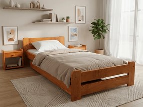 Pat de o persoana Laura 80x200, arin Saltele: Cu saltele Deluxe 10 cm, Somiera pat: Cu lamele curbate