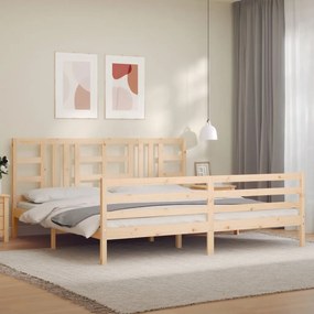 3193941 vidaXL Cadru pat cu tăblie 200x200 cm, lemn masiv de pin