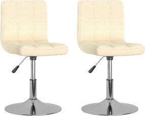 vidaXL Scaune de bucătărie pivotante, 2 buc., crem, material textil