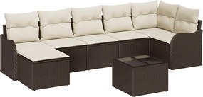 vidaXL Set de canapele pentru grădină 8 pcs maro și alb Rattan poli