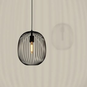 Lampă suspendată cu cablu OVELLA 1xE27/15W/230V Ø 34 cm neagră