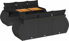 vidaXL Set canapele de grădină cu perne, 7 piese, negru, poliratan