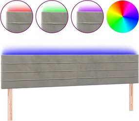 vidaXL Tăblie de pat cu LED, gri deschis, 180x5x78/88 cm, catifea