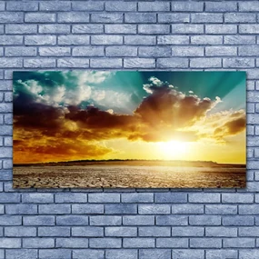Tablou pe panza canvas Sun Nori Desert Peisaj Albastru Gri Galben Portocaliu