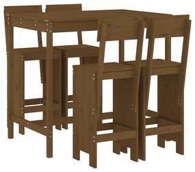 3157808 vidaXL Set mobilier bar de grădină, 5 piese, maro miere lemn masiv pin