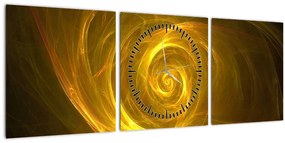 Tabloul cu spirala abstractă în galben (cu ceas) (90x30 cm)