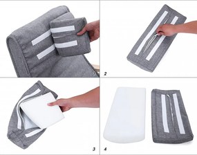 Fotoliu balansoar, lemn de mesteacan / textil, gri inchis / natural, Songmics