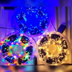 Instalatie de Craciun, rola bec V8, alb cald, 50 metri