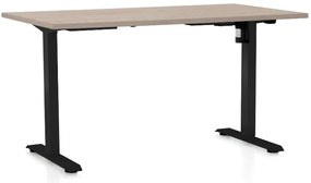 Masa inaltime reglabila OfficeTech A, 140 x 80 cm, bază neagră, stejar