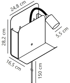 Nordlux - Aplica de perete ROOMI cu poliță și USB 1xGU10/8W/230V albă