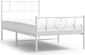 vidaXL Cadru de pat metalic cu tăblie de cap/picioare, alb, 107x203 cm
