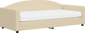 vidaXL Pat de zi cu saltea, crem, 90x200 cm, textil