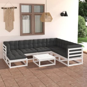 3076760 vidaXL Set mobilier de grădină cu perne, 8 piese, lemn masiv de pin