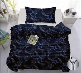 Lenjerie din bumbac KOMETA albastru inchis + cearceaf jersey EXCLUSIVE 90x200 cm albastru deschis