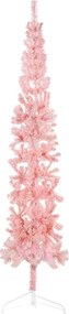 vidaXL Jumătate brad de Crăciun subțire cu suport, roz, 210 cm