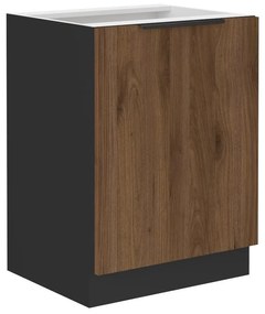 Dulap inferior de bucătărie Monzesa 60 D 1F BB (nuc okapi + negru) . 1096935