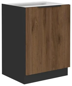 Dulap inferior de bucătărie Monzesa 60 D 1F BB (nuc okapi + negru) . 1096935