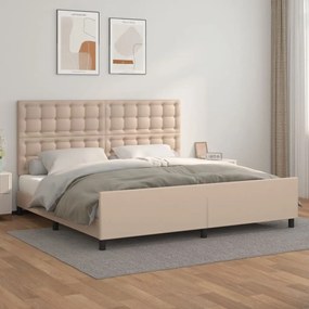 3125596 vidaXL Cadru de pat cu tăblie, cappuccino, 200x200 cm, piele ecologică