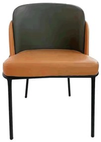 Fotoliu design, portocaliu / verde, piele ecologică, GANON