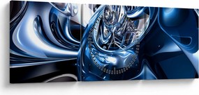 Tablou cu abstracție - cercuri (cu ceas) (90x30 cm)