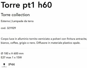 Stalp pentru iluminat exterior Torre pt1 h60 cafeniu