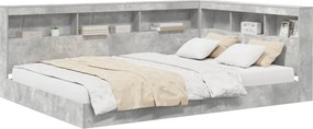 vidaXL Pat bibliotecă Gri beton 160 x 200 cm Lemn compozit