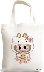 Sacosa de Panza pentru Cumparaturi, Geanta Tote, model Labubu 6 38 x 34.5 cm, Alba, BEKZ®