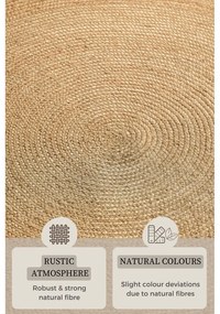 Covor în culoare naturală reversibil rotund din iută ø 140 cm Braided Gold – Hanse Home
