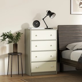 HOMCOM Comodă Modernă cu 4 Sertare Pliabile 58x30x91 cm, Alb și Gri | Aosom Romania