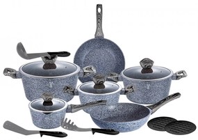 Set oale si tigai marmorate (15 piese) din aluminiu forjat Forest Dark Gray Line Berlinger Haus BH 1578