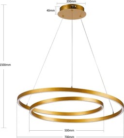 Brilagi-LED Lustră suspendată dimabilă pe cablu TWISTER LED/75W/230V 3000–6000K aurie + telecomandă